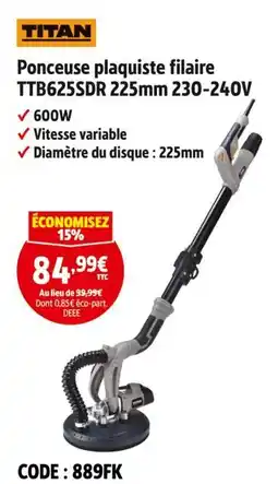 Screwfix Titan Ponceuse plaquiste filaire TTB625SDR 225mm 230-240V offre