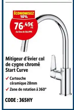 Screwfix Start Mitigeur d’évier col de cygne chromé curve offre
