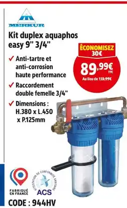 Screwfix MERKUR Kit duplex aquaphos easy 9” 3/4” offre