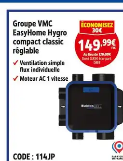 Screwfix Aldes Groupe VMC EasyHome Hygro compact classic réglable offre
