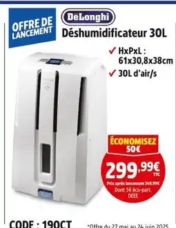 Screwfix DeLonghi Déshumidificateur 30L offre
