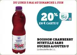 Super U Boisson cranberry myrtille sans sucres ajoutes u offre