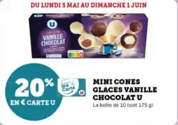 Super U Mini cones glaces vanille chocolat u offre