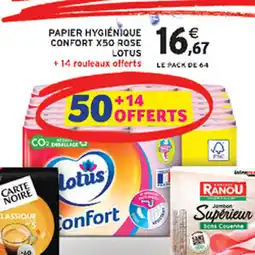 Intermarché Papier hygiénique confort x50 rose lotus offre