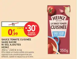 Intermarché Sauce tomate cuisinée sans sucre ni sel ajoute heinz offre