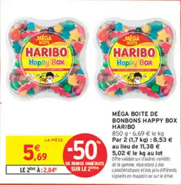 Intermarché Méga boite de bonbons happy box haribo offre