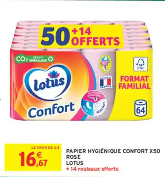 Intermarché Papier hygiénique confort x50 rose lotus offre