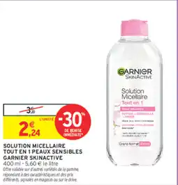 Intermarché Solution micellaire tout en 1 peaux sensibles garnier skinactive offre