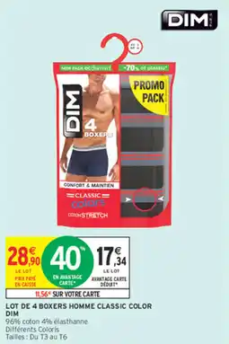 Intermarché Lot de 4 boxers homme classic color dim offre