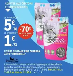 E.Leclerc Litière cristaux fins charbon actif tranquille offre