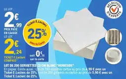 E.Leclerc Lot de 200 serviettes blanc homeside offre