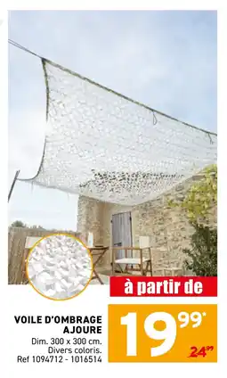 Trafic Voile d'ombrage ajoure dim. 300 x 300 cm. offre