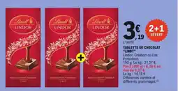 E.Leclerc Tablette de chocolat lindt offre