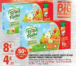 E.Leclerc Pom'potes sans sucres ajoutés fruits de nos regions format familial materne offre
