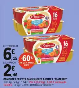E.Leclerc Compotes en pots sans sucres ajoutés materne offre
