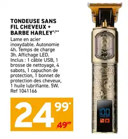 Trafic Tondeuse sans fil cheveux + barbe harley offre