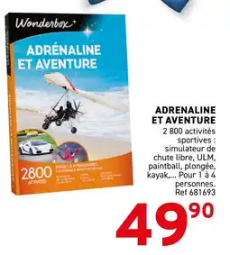 Trafic WONDERBOX Adrenaline et aventure offre
