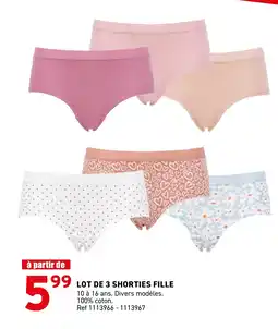Trafic Lot de 3 shorties fille offre