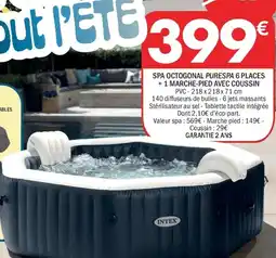 La Foir'Fouille Spa octogonal purespa 6 places +1 marche-pied avec coussin pvc-218x218 x 71 cm offre