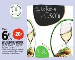 E.Leclerc Vsig vin blanc d'espagne bib la table d'oscar offre