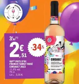 E.Leclerc Igp pays d'oc french family rosé cinsault 2023 offre
