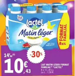 E.Leclerc Lait matin léger format familial lactel offre