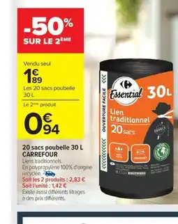 Carrefour Drive CARREFOUR 20 sacs poubelle offre