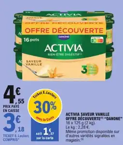 E.Leclerc Activia saveur vanille offre découverte danone offre