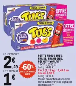 E.Leclerc Petits filous tub's fraise framboise pêche yoplait offre