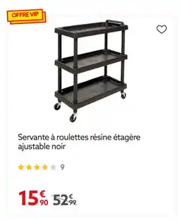 Gifi Servante à roulettes résine étagère ajustable noir offre