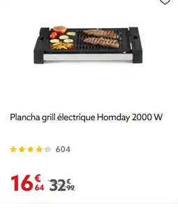 Gifi Plancha grill électrique Homday 2000 W offre