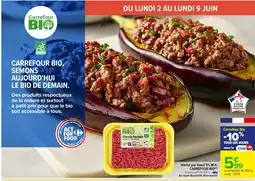 Carrefour CARREFOUR BIO Haché pur boeuf 5% offre
