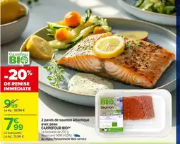 Carrefour CARREFOUR BIO 2 pavés de saumon Atlantique avec peau offre