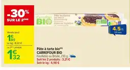 Carrefour CARREFOUR BIO Pâte à tarte biio offre
