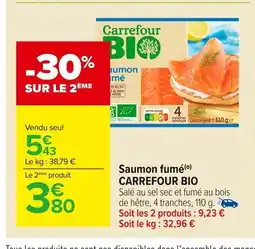 Carrefour CARREFOUR BIO Saumon fumé offre