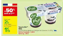 Carrefour VRAI Yaourts Bio offre