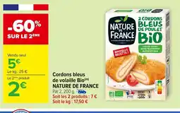 Carrefour NATURE DE FRANCE Cordons bleus de volaille bio offre