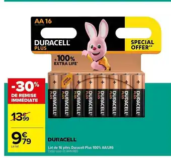 Carrefour Lot De 16 Piles Duracell Plus 100% Aa-lr6 Duracell offre