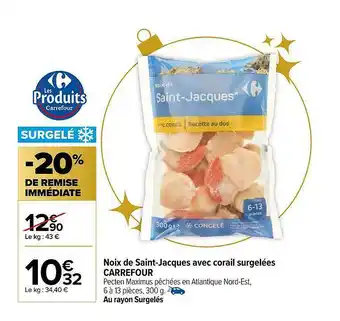 Carrefour Noix De Saint-jacques Avec Corail Surgelées Carrefour offre