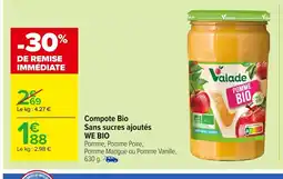 Carrefour Compote Bio Sans sucres ajoutés offre