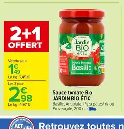 Carrefour JARDIN BIO ÉTIC Sauce tomate Bio offre