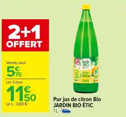 Carrefour JARDIN BIO ÉTIC Pur jus de citron Bio offre