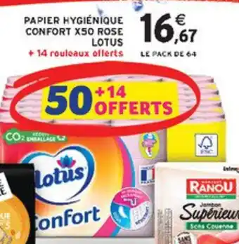 Intermarché LOTUS Papier hygiénique confort x50 rose offre