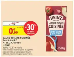 Intermarché HEINZ Sauce tomate cuisinee sans sucre ni sel ajoutes offre
