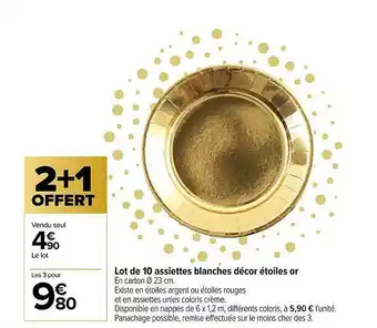 Carrefour Lot De 10 Assiettes Blanches Décor étoiles Or offre