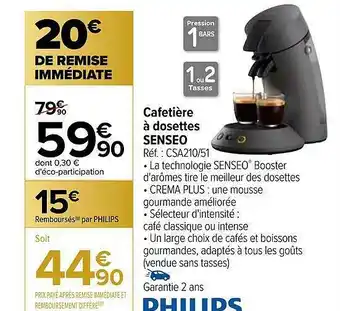 Carrefour Cafetière à Dosettes Senseo Philips offre