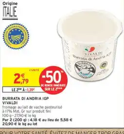 Intermarché VIVALDI Burrata di andria igp offre