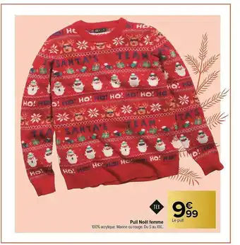 Carrefour Pull Noël Femme Tex offre