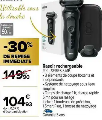 Carrefour Rasoir Rechargeable Braun offre