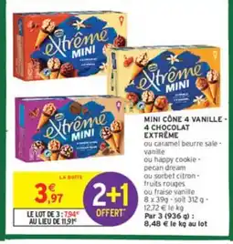 Intermarché EXTRÊME Mini cône 4 vanille- 4 chocolat offre